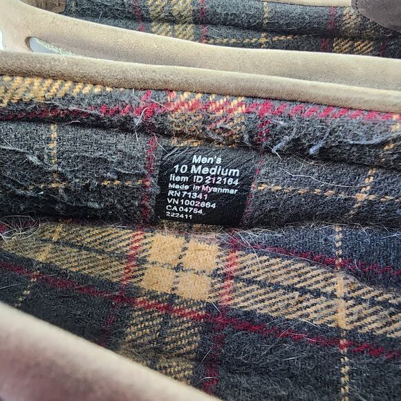 LL Bean Handsewn Leather Flannel Lined Slippers Men's 10M Graphite Gray - Picture 6 of 8